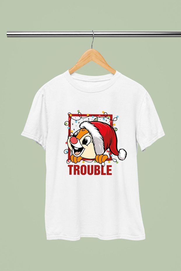 Christmas Printed Cotton Short Sleeve Regular Fit Women and Men Couple T-Shirt