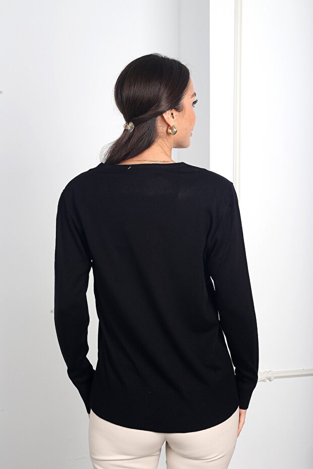 Kadın Basic V Yaka Hırka - 4