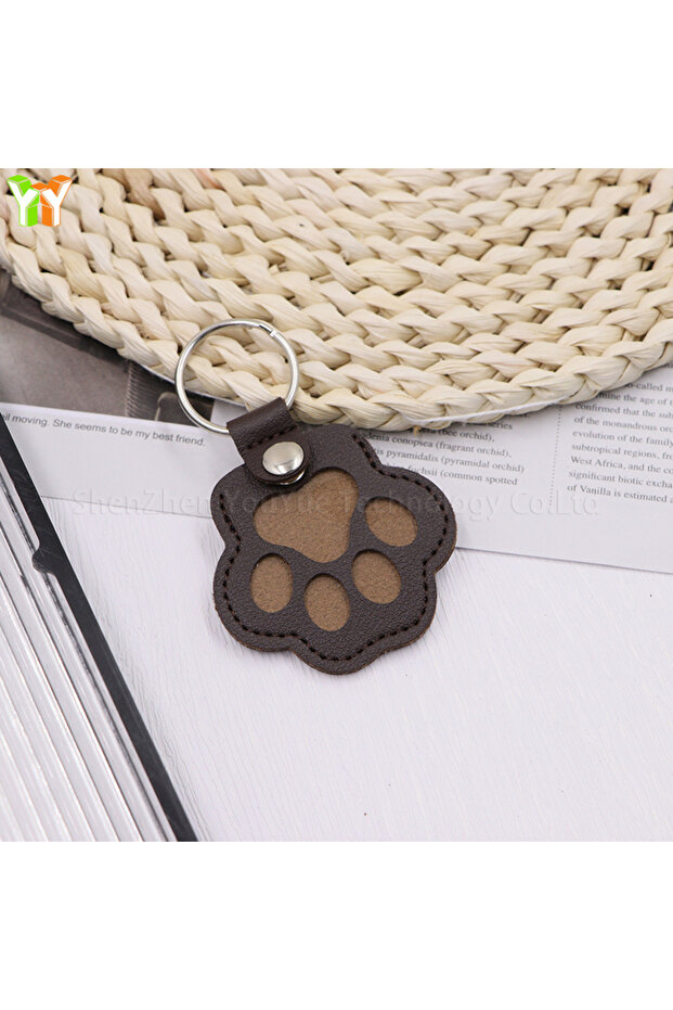 black Memorial Leather Pet Hair Storage Bag Cat Paw Keychain Multifunctional Portable Keychain