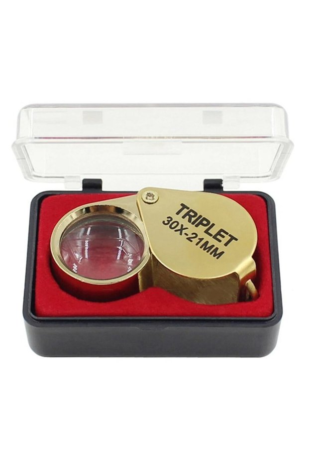 gold Pocket Loupe Magnifier Jewelry Magnifying Glass Foldable Diamond Lupa Triplet Jewelers Eye Glas