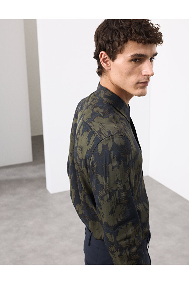 Regular Fit Çiçek Desenli Gömlek - 7