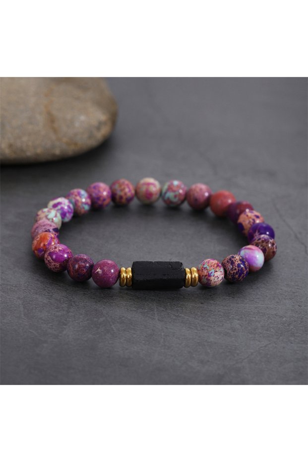 MULTI 17.8cm Purple Emperor Raw Black Tourmaline Black Tourmaline bracelet, 6mm wrist mara, protecti