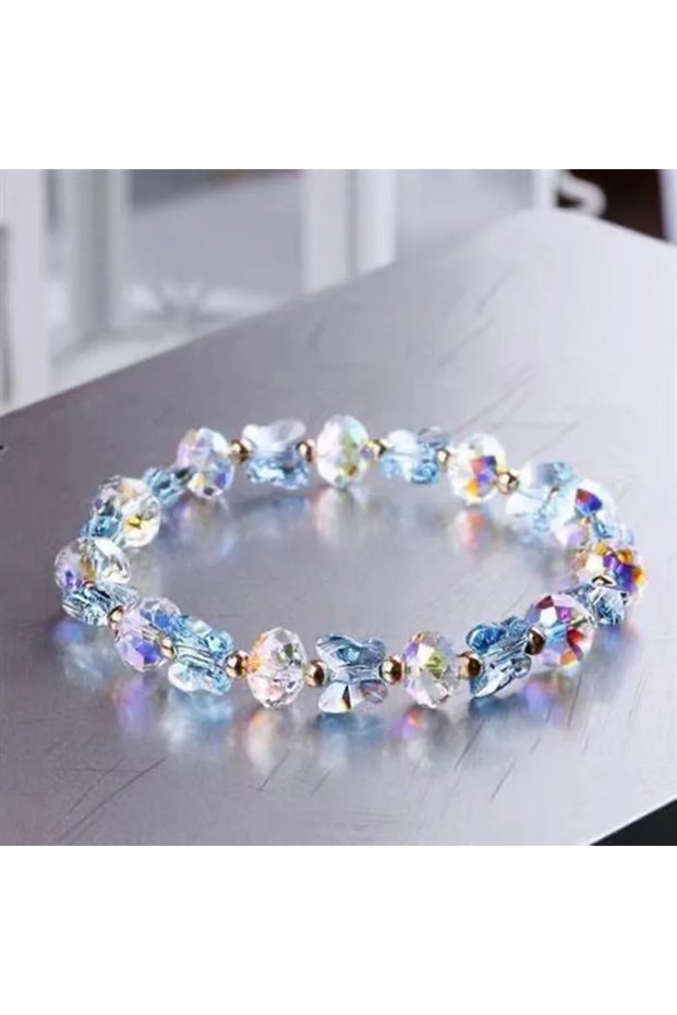 color 5 Fashion Butterfly Charm Crystal Stretch Beaded Bracelets Elastic Rope Women Temperament Brac