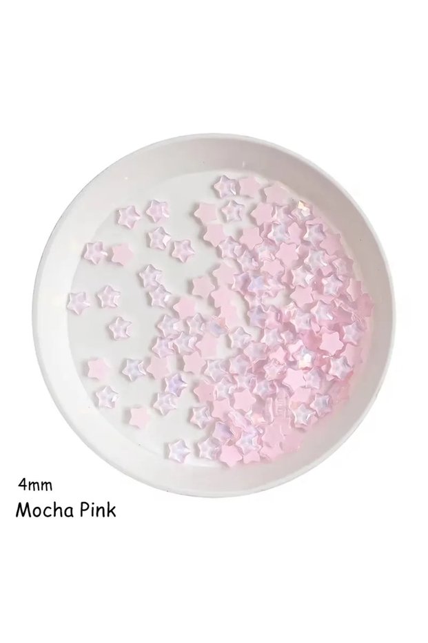 100pcs Pink 100Piece Cute Mini Mocha Color Stars 4MM Flat Glass Crystal Nail Art Rhinestones DIY N