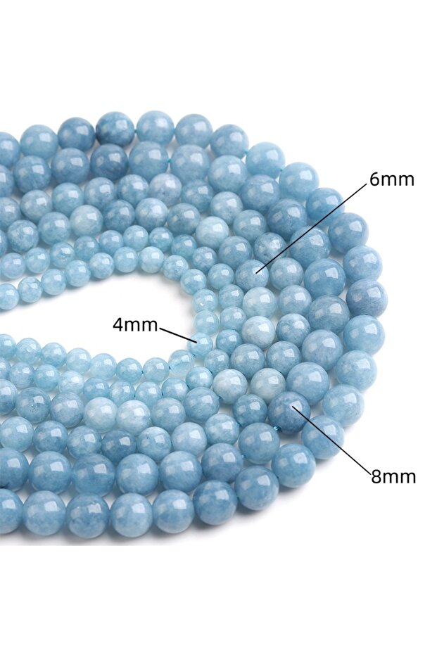 4mm Apx 90pcs Natural Aquamarines Stone Beads Blue Round Gemstone Bead for DIY Bracelet Necklace Cha
