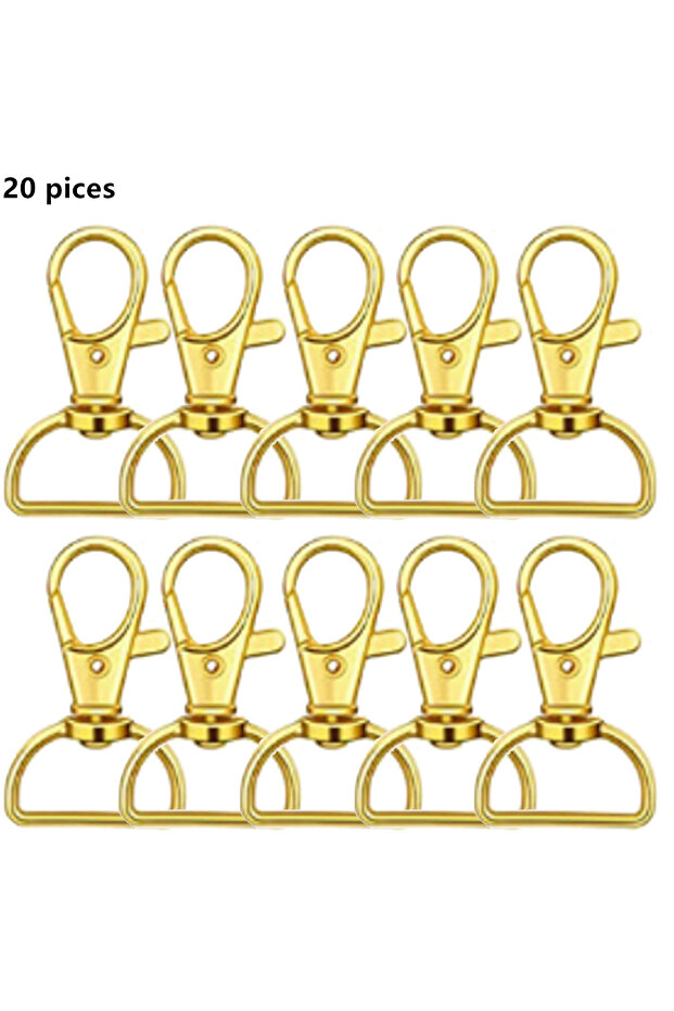 20PCS gold color 20PCS Swivel Hook Key Chain Clip Hook D-Ring Clip Lanyard Hardware for Keychain Mak