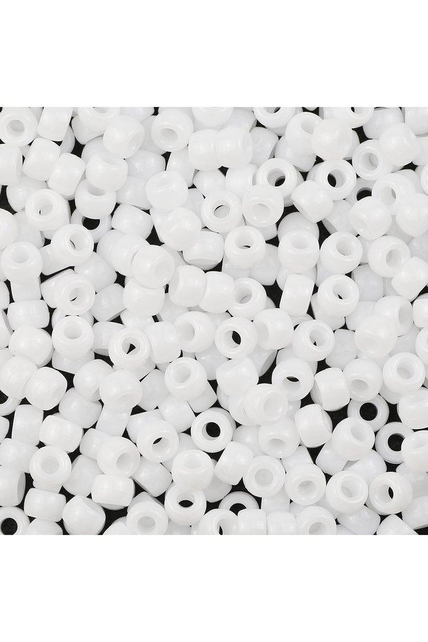 200pcs WHITE 200-1000Pcs 6x9mm Acrylic Large Hole White Pony Beads DIY Jewelry Necklace Hair Beads B
