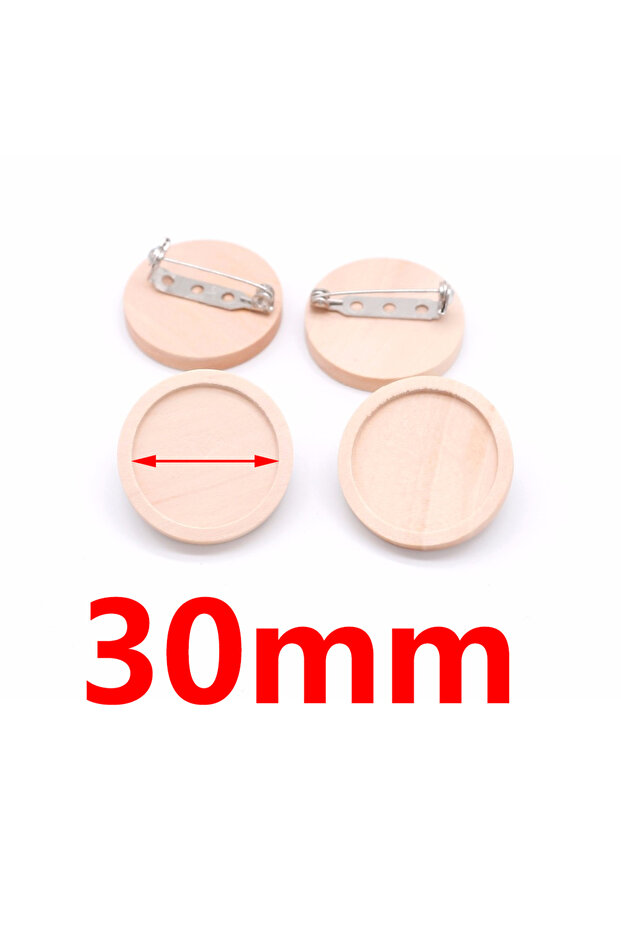 30mm 10pcs/lot Blank Wood Cabochon Brooch Base Settings 20 25 30 40mm Dia Round Bezel Tray Diy Brooc