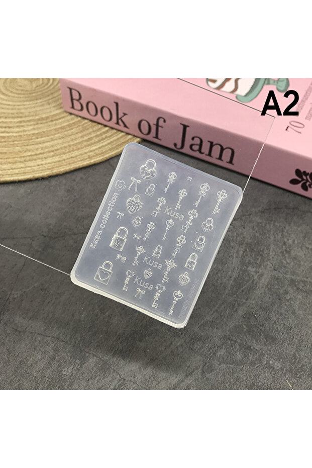A2 Cartoon Butterfly Button Key Lock Silicone Nail Mold Decorations Accessories Stamping DIY