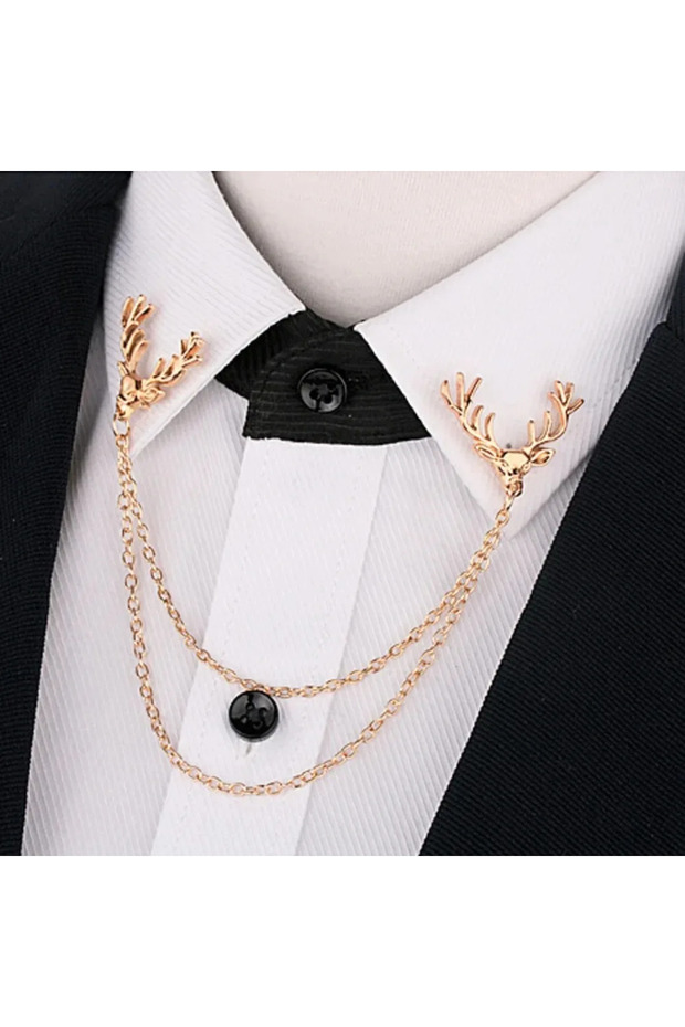 golden Christmas Retro Fashion Trend Deer Lapel Pin Men and Women Tie Shirt Suit Accessories Collar