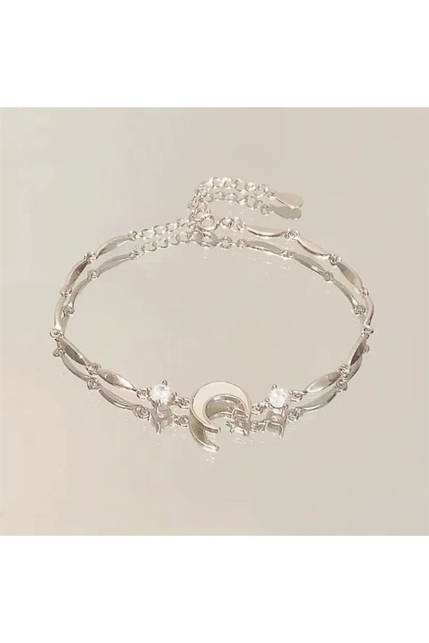 18cm YA4605-4 Shiny Pink Crystal Cherry Blossom Bracelet For Women Female Sweet Moon Bow Flowers Zir