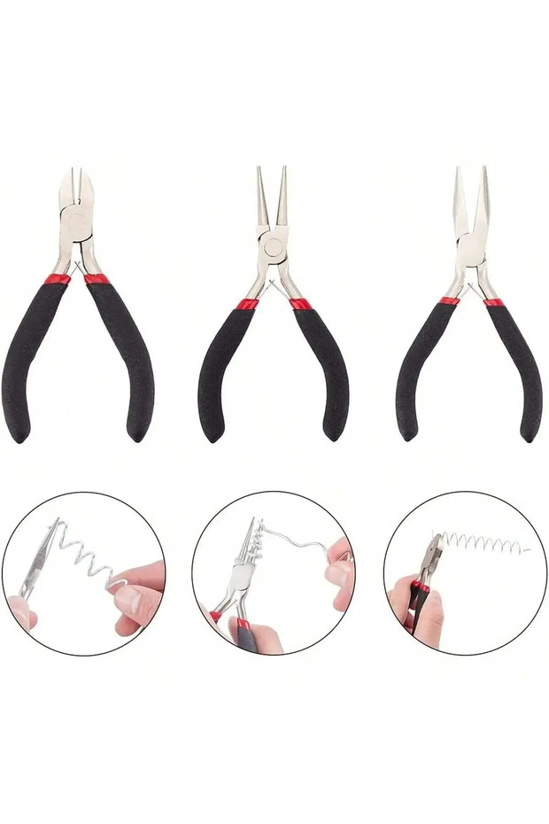 BLACK-3PCs 4 Pack Jewelry Pliers Jewelry Making Pliers Tools Kit with Needle Nose Pliers/Chain Nose