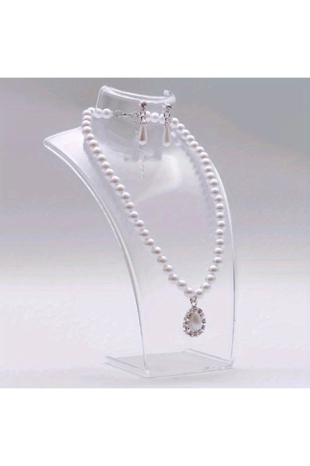 Transparent 1PC Simple Jewelry Display Stand For Necklace Pendant - Portrait Neck Jewelry Rack, Earr
