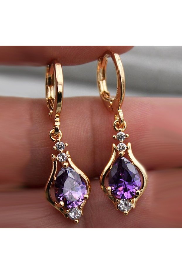 PURPLE Stunning Multicolor Zircon Teardrop Earrings for Women - Fine Jewelry for Any Occasion