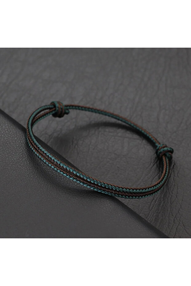 darkgreen Simple Grade A Knitted Rope Bracelet Men Women Handmade Sliding Adjustable Ethnic Cord 5 C