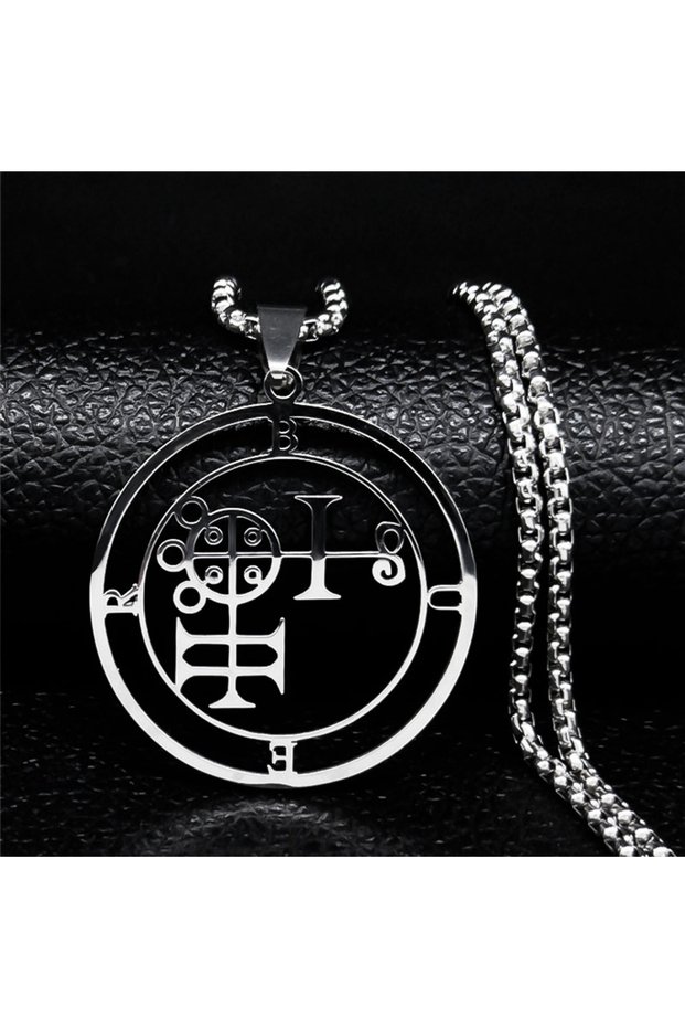 Buer 50 BOX SR 2024 Fashion Sigeal Sigil De Lucifer Stainless Steel Satan Necklace Asmoday Lazer Key