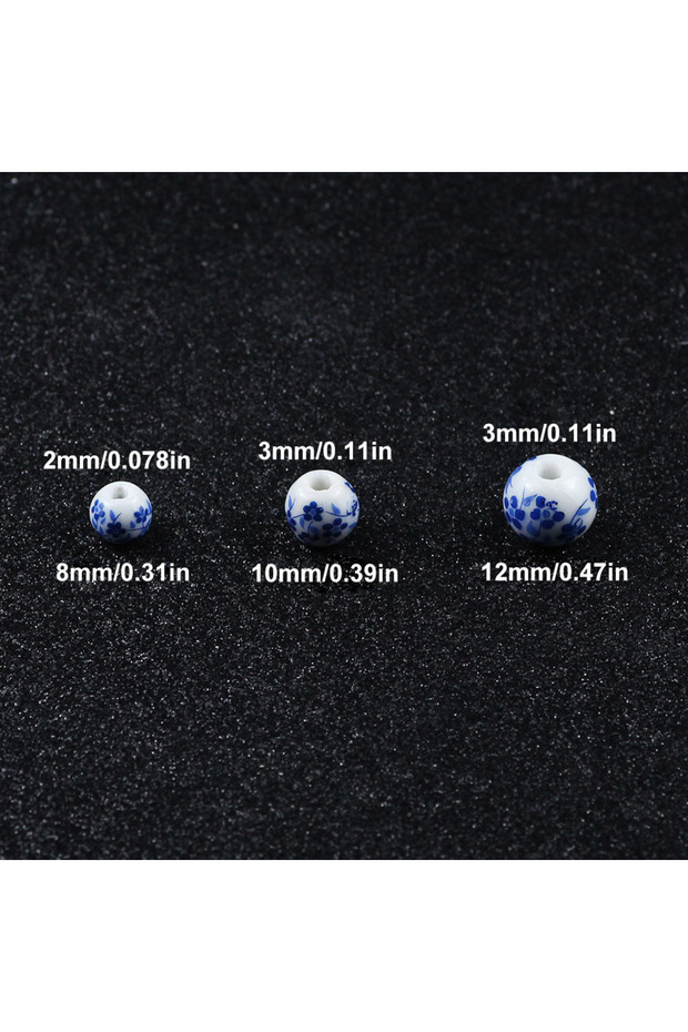 8MM 20pcs 8/10/12mm Vintage Blue And White Orchid Round Ceramic Beads For Jewelry Making DIY Bracele