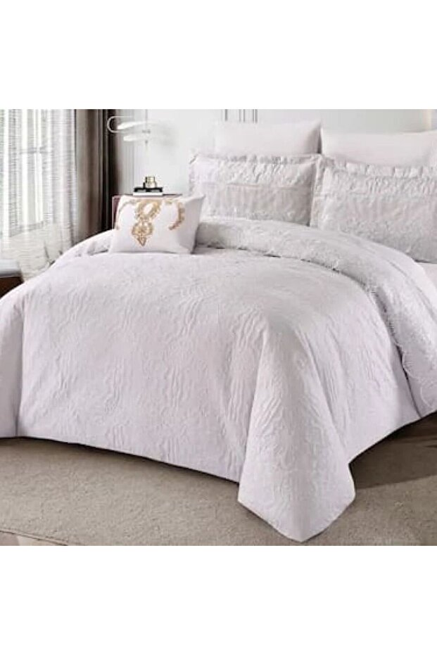 Ivy lace embossed summer double bedspread, grey