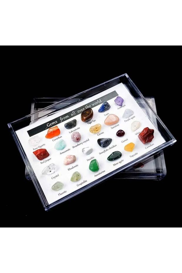 24pcs 24/12pcs Natural Gemstones Collection Box Quartz Crystal Amethyst Collectible Stone Mineral Sp
