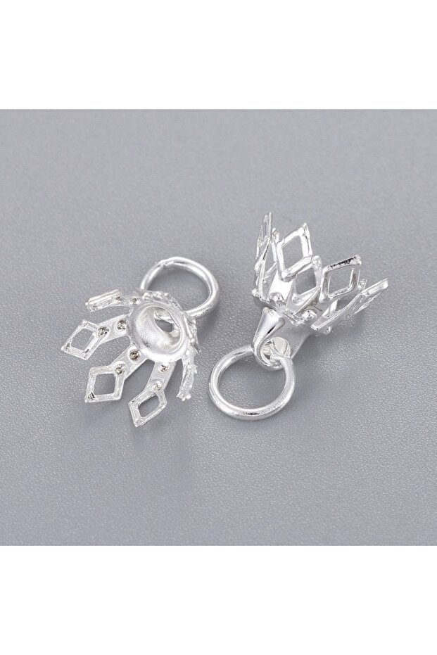 8x8mm 10pcs 10pc Flower Rack Plating Brass Pendant Bails Silver Color Plated 8x8mm Hole: 3mm
