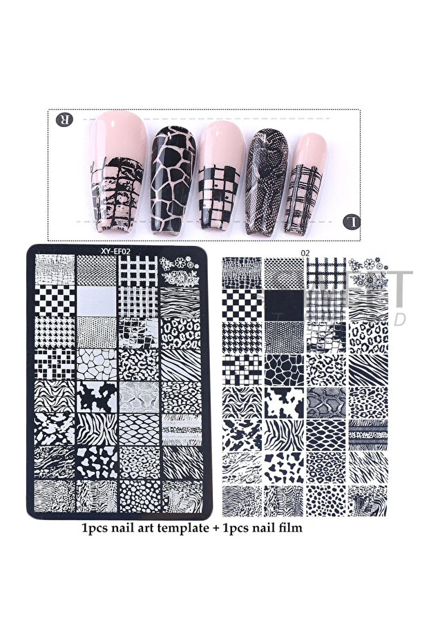 XY-EF02 3D Lace Flowers Bow Nail Template Kawaii Rabbit Bear Heart Rose Pattern Transfer Printing St