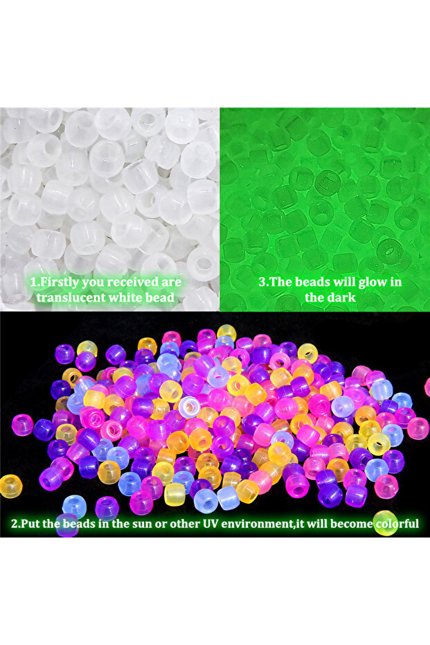 100pcs 100pcs Color Changing UV Beads Mixed Color Glow In The Dark Beads DIY Jewelry Making Bracelet