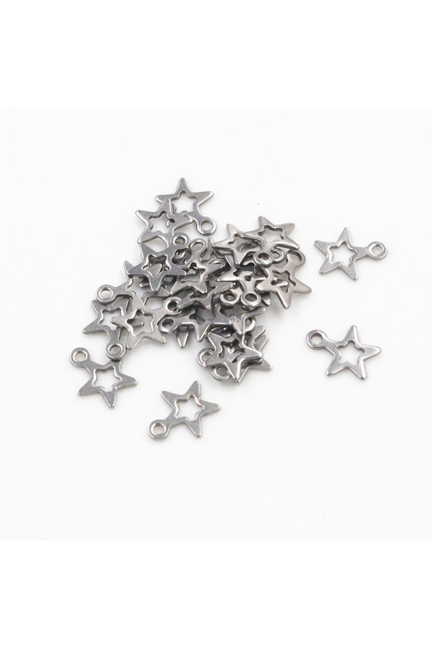 10x8mm 30pc/lot Hollow Charms 316 Stainless Steel five-pointed star Hollow Cute for necklace pendant
