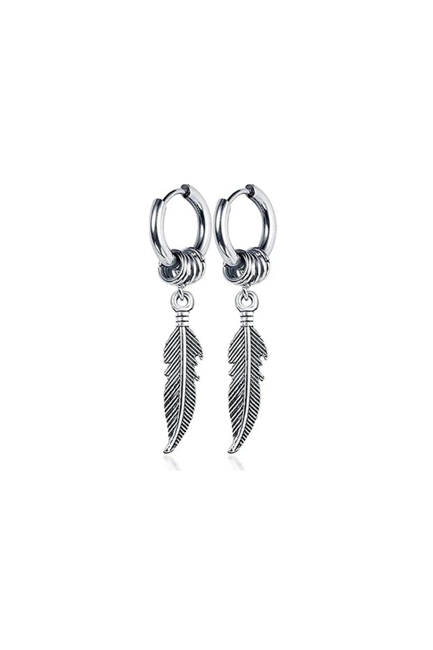 Steel 1 Pair of Fashionable Leaf Stainless Steel WOMEN'S Earrings, Punk MEN'S Earrings