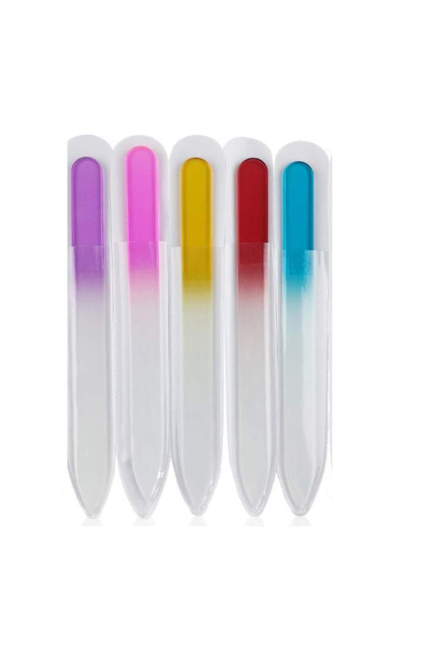 TF34-S1 5Pcs Double Sided Crystal Glass Nail File Sanding Polishing Fingernail File for Remover Dead