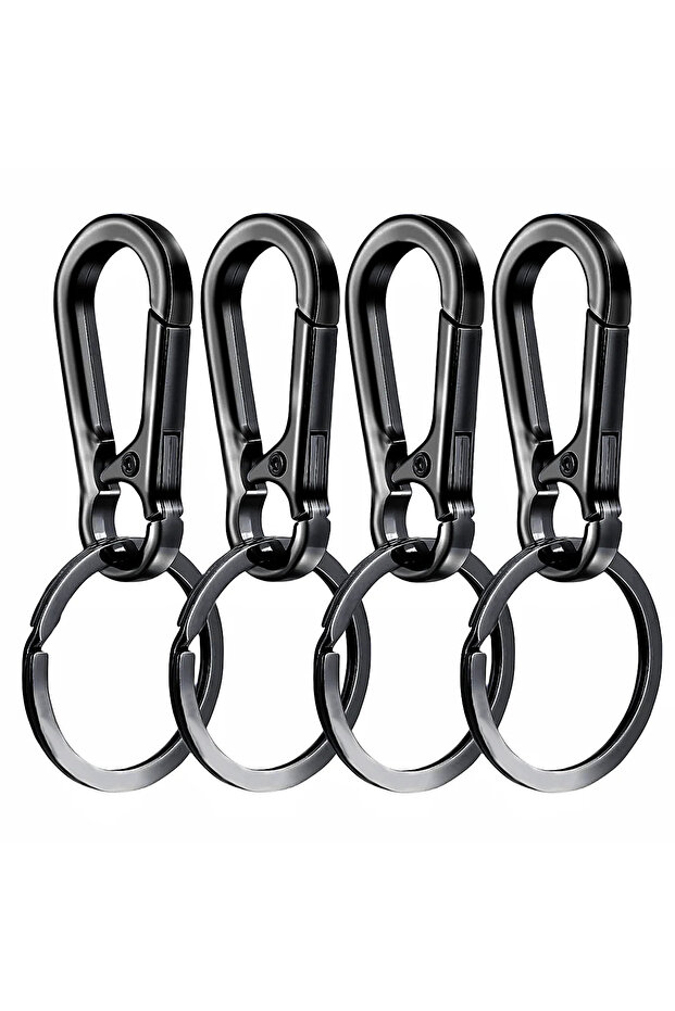 4PCS black 4Pcs Carabiner Clip Keychain Metal Carabiner Shape Key Ring Keyring Key Holder Clips Hook