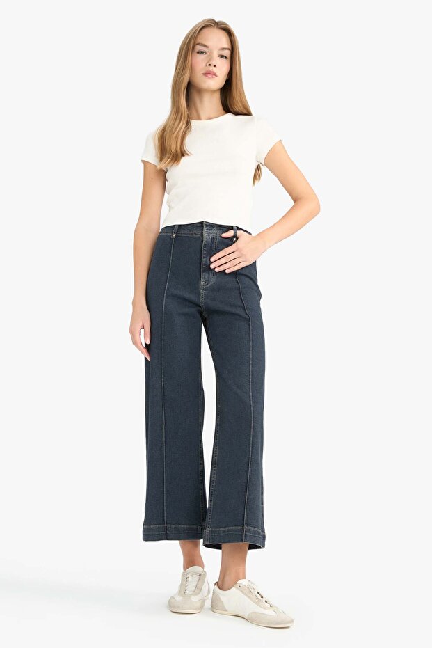 Culotte High Waist Long Jean Washed Trousers F5537Ax25Au
