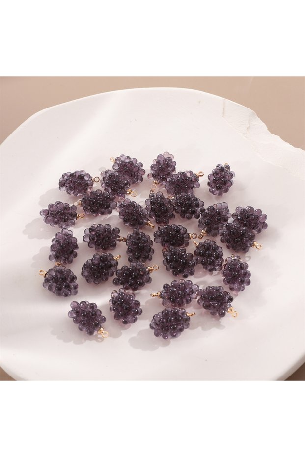 purple 2PCs Simulation Resin 3D Fruit Charms Grape Pendant Jewelry DIY Findings For Earring Bracelet