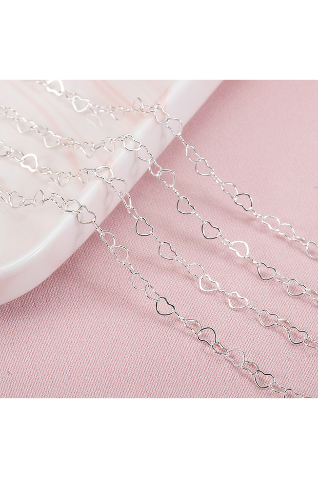 1meter Silver color 5Meters 1Meter Hollow Heart Connecting Chain Copper Chain For DIY Necklace Brace