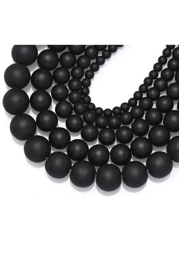 10mm approx 37pcs Black Frosted Matte Beads Round Loose Beads Natural Stone Beads for Jewelry Making