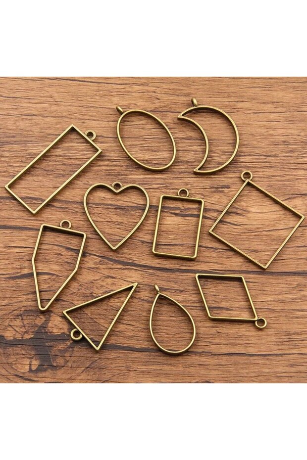 broze 30pcs Metal Geometric Hollow Frame Pendant Charm UV Epoxy Resin Craft Bezel For DIY Jewelry Ma