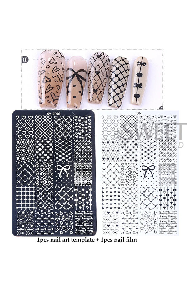 XY-EF06 3D Lace Flowers Bow Nail Template Kawaii Rabbit Bear Heart Rose Pattern Transfer Printing St