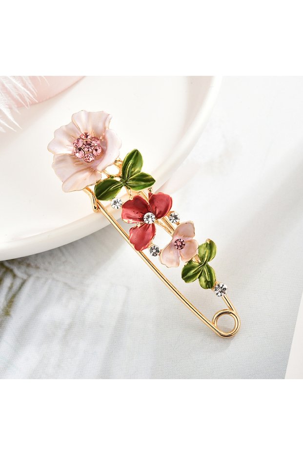 ZT9299 Sweet Flower Shape Brooch Pin Inlaid Shiny Rhinestones All-match Versatile Corsage Accessorie
