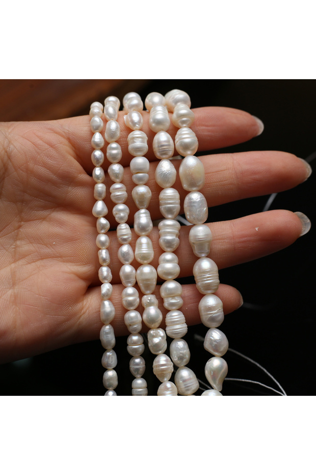 4-5mm-A-18CM White 3-4mm Colored Natural Freshwater Pearl Flat Beads Spacer Beads for Jewelry Making