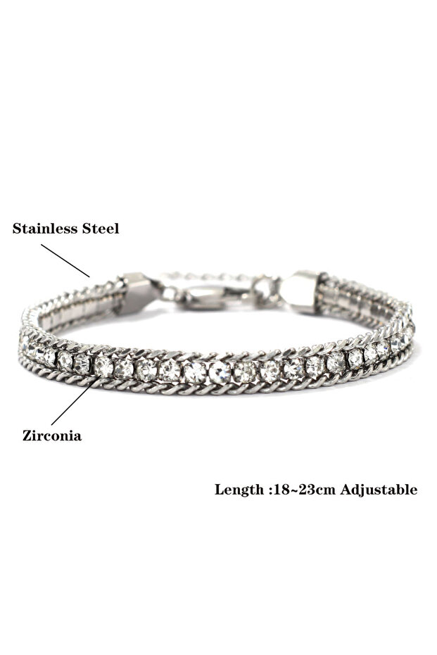 zirconia Unique Stainless Steel Bracelet Men Handmade Luxury Zirconia Tennis Chain Link Braclet Gift