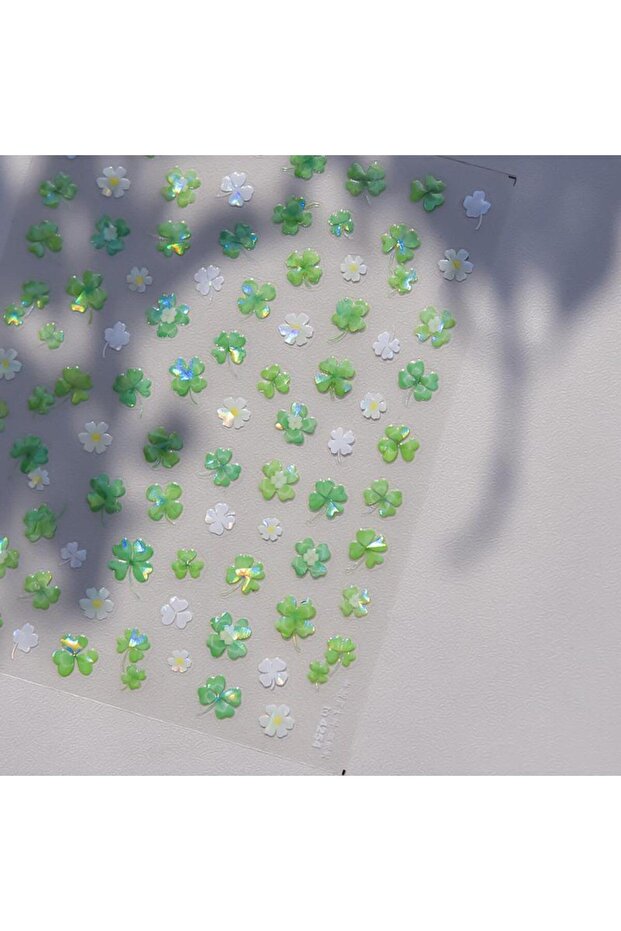 A2 L Self-Adhesive Four Leaf Clover Nail Art Stickers, Elegant Floral Manicure Decorations, Unique P