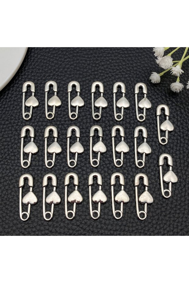 22269-20pcs 20pcs Minimalist Alloy Paperclip Love Pin Pendants - For Handmade DIY Popular Jewelry Ac