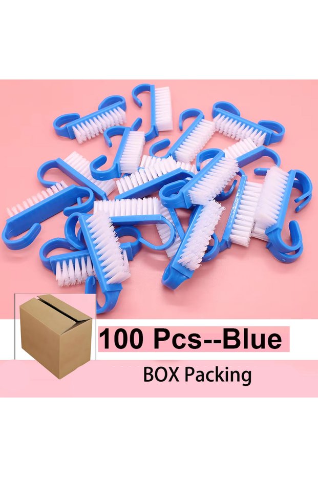 100pcs Blue 100pcs Cleaning Nail Brush Tools Colorful Plastic Dust Cleaner Brushes Nail Art Pedicure