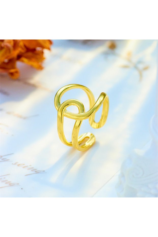 R405 DIEYURO 316L Stainless Steel Geometric Twist Open Ring For Women New Simple Girls Finger Rings