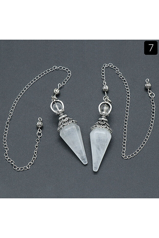 Clear Quartz Natural Stone Crystal Reiki Pendulum Rose Quartz Amethysts Hexagonal Cone Shape Charm f