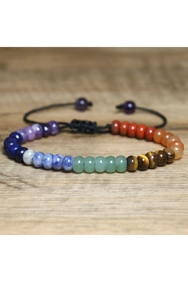 MULTI 17cm 1PC 7 Chakra Stone Bead Bracelets Yoga Reiki Healing Gemstone Tiger Eye Aventurine Lapis