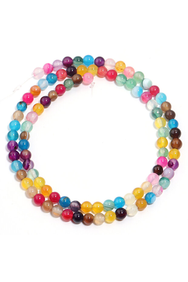 1 Strip About 38cm 4mm Approx 85pcs 4 6 8 10mm Natural Stone Beads Multicolor Striped Agates Loose S