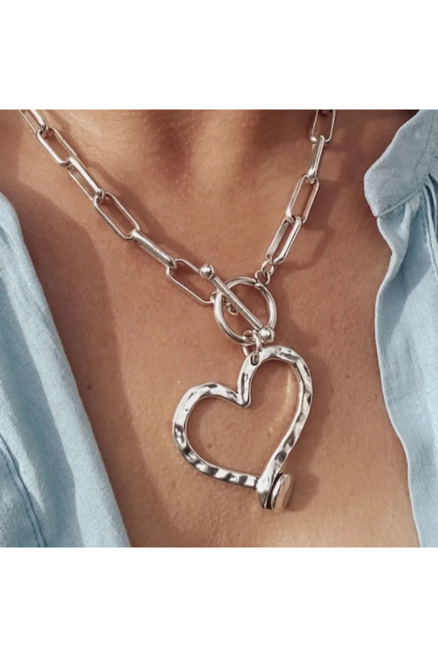 YF1206-1 Simple Punk Big Love Pendant Necklace Metal Charm Choker Perfect Luxury Jewelry Gift Annive