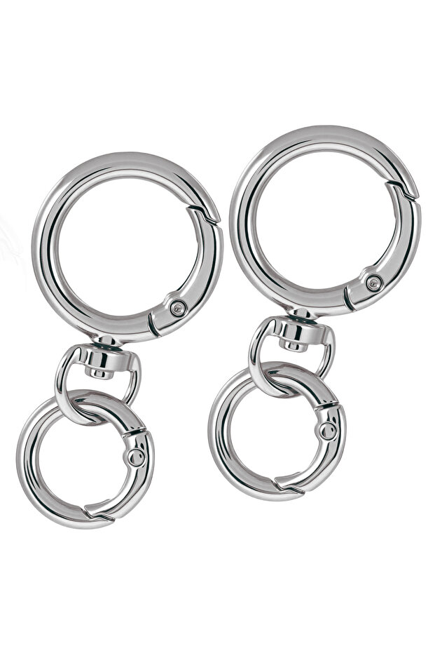 2 Sets Silvery 2/5/10 Sets Round Spring Snap Carabiner Clip O Rings Swivel Trigger Hook Metal Clasps