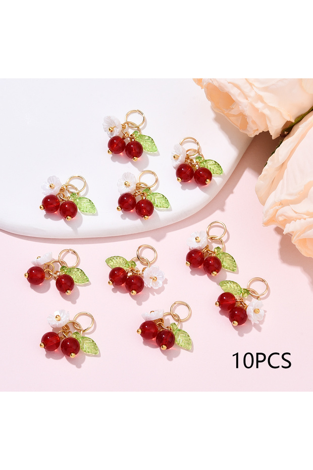 06 10Pcs Glass Pendants Cherry Small Charms for DIY Handcrafted Earrings Bracelets Necklaces The Bes
