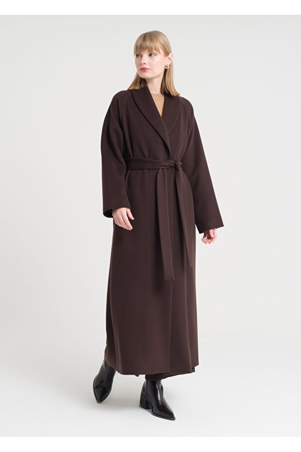 Şal Yaka Kemerli Manto - 1